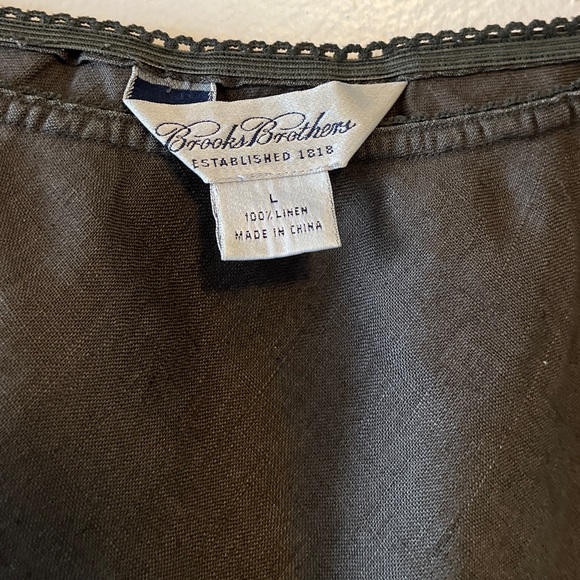 Brooks Brothers Olive Green 100% Bias Cut Linen Midi Skirt Sz Large Lightweight - Picture 6 of 9